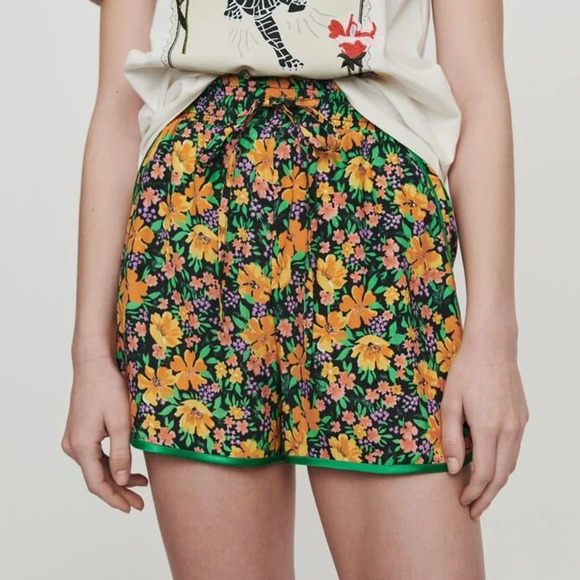 MAJE‎ NWOT Ikael Piped Floral Motif Mini Shorts - Picture 1 of 13